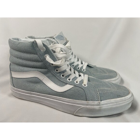 Vans Sk8-Hi Light Blue Denim Canvas High Top Sneakers Men’s Size 8.5 - Picture 2 of 8